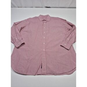 Gitman Bros Dress Shirt Mens 17.5 34/35 Red Stripe Button Front Cotton Made USA